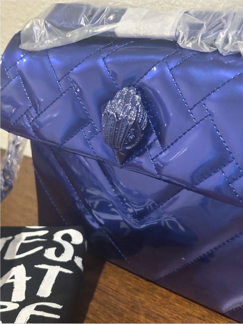 Kurt Geiger Quilted Metallic Blue Shoulder Crossbody Bag ✨BEAUTIFUL ✨ - Picture 5 of 10